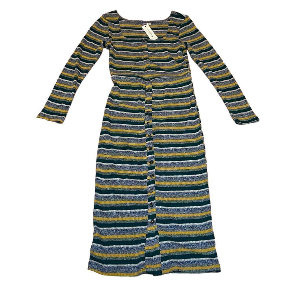 Alya from FRANCESCA’S Green Striped Ribbed knit Dress, Bodycon XS